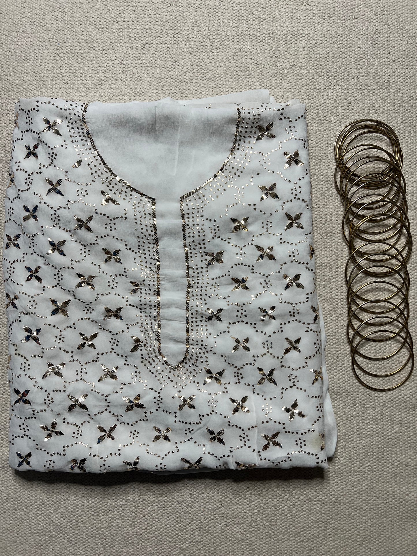 POEM- VISCOSE GEORGETTE- White with Mukaish Embroidery