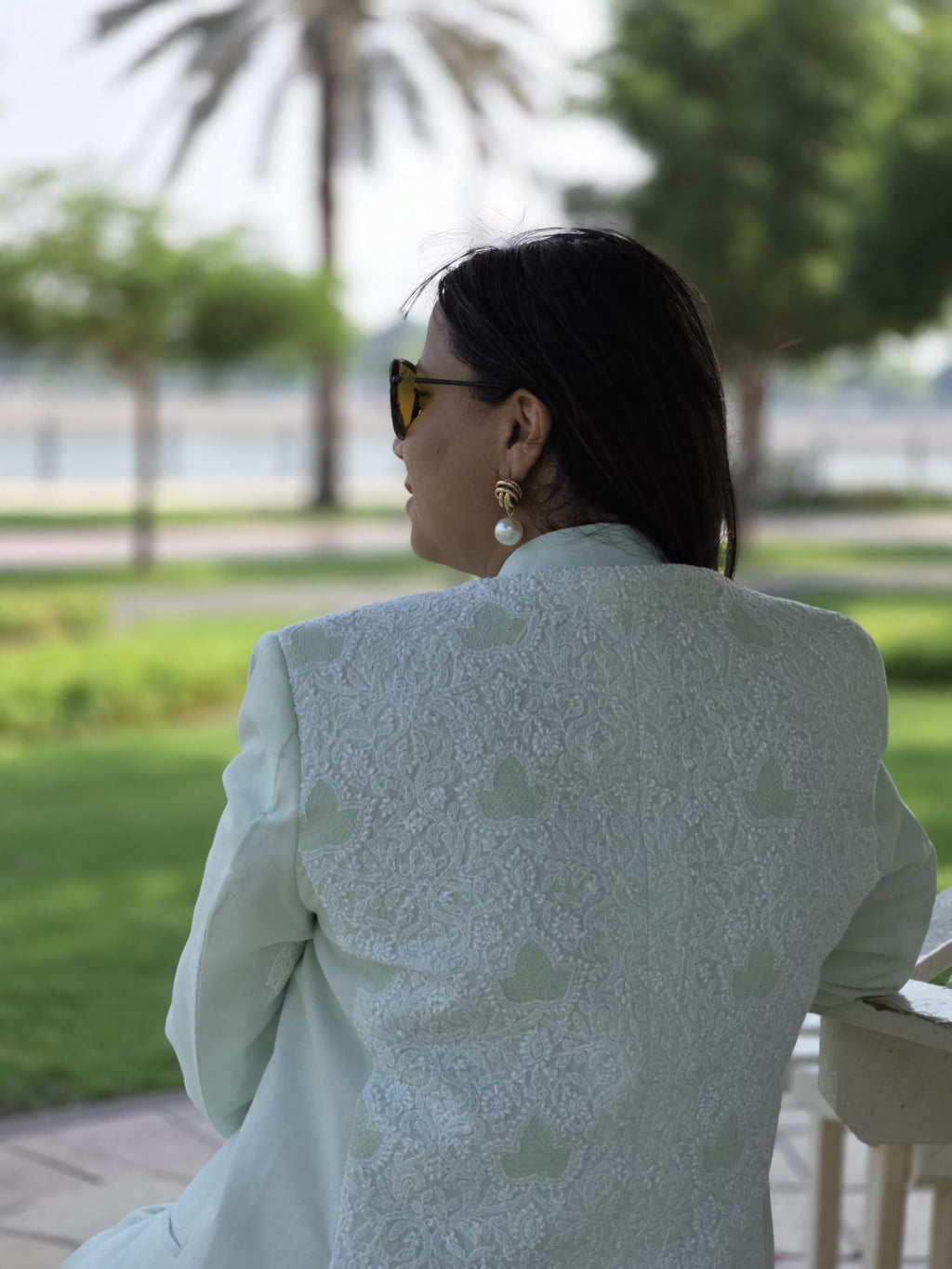 Bloom Chikankari Cotton Oversized Blazer