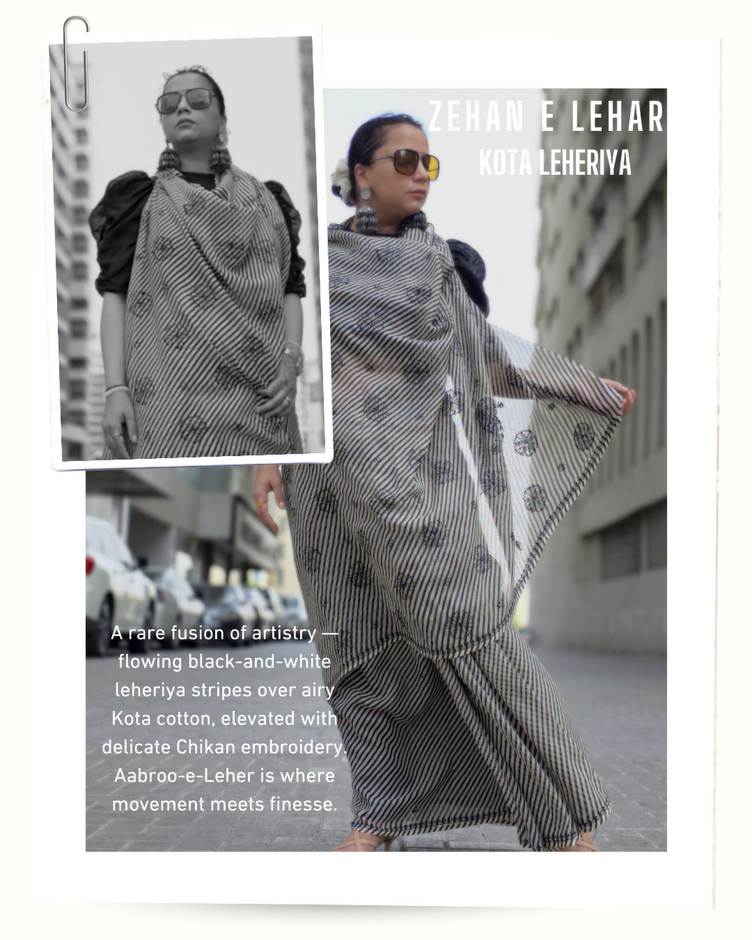 Zehan‑e‑Lehar – Kota Leheriya Saree with Chikankari Motifs