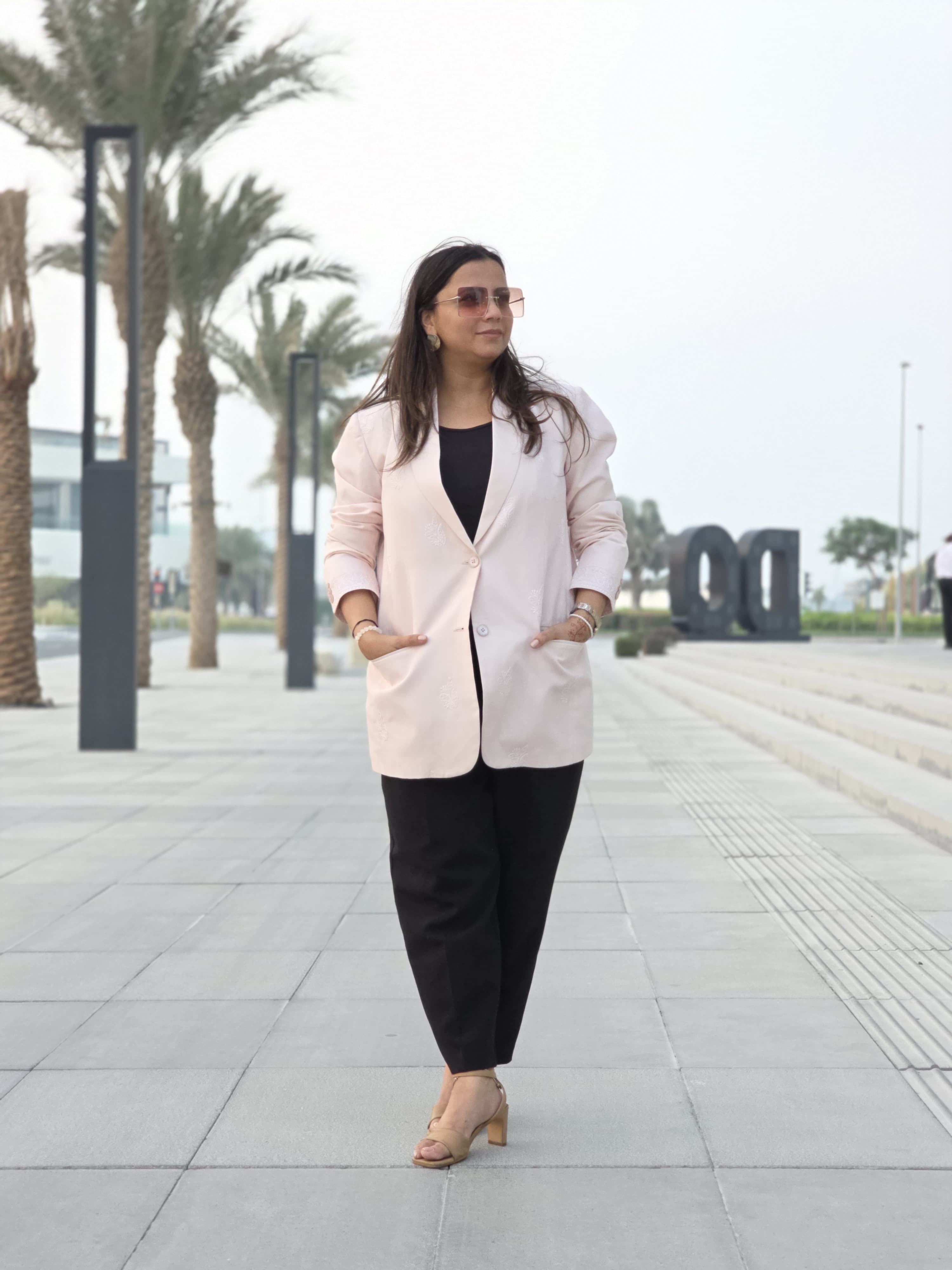 Bloom Chikankari Cotton Oversized Blazer