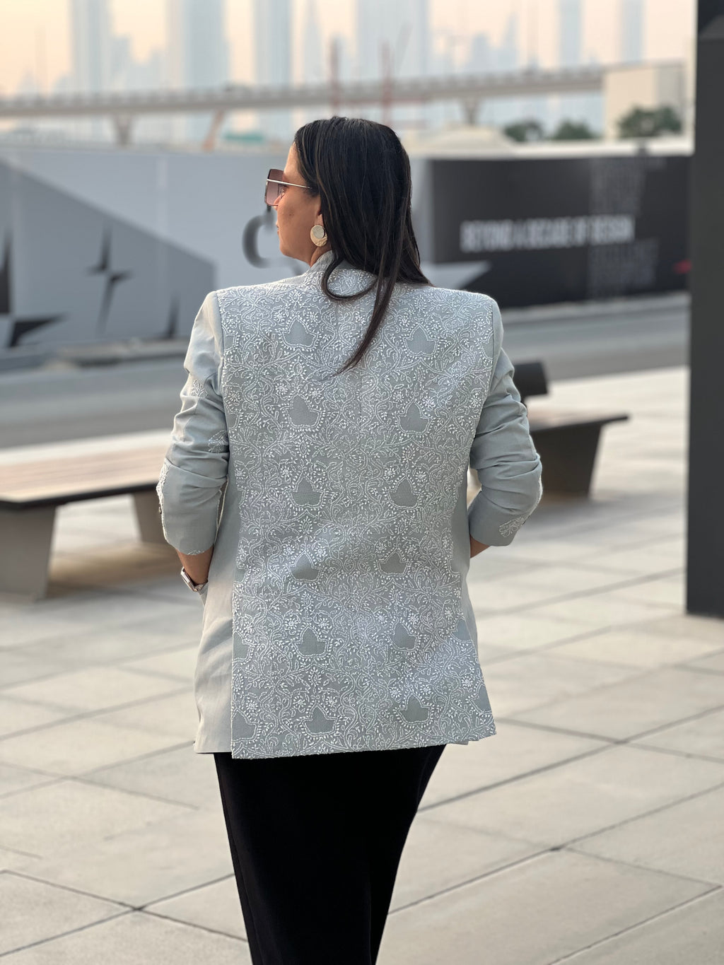 Bloom Chikankari Cotton Oversized Blazer