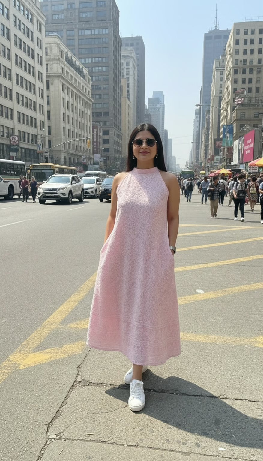 Bloom Chikankari Cotton Halter Midi Dress