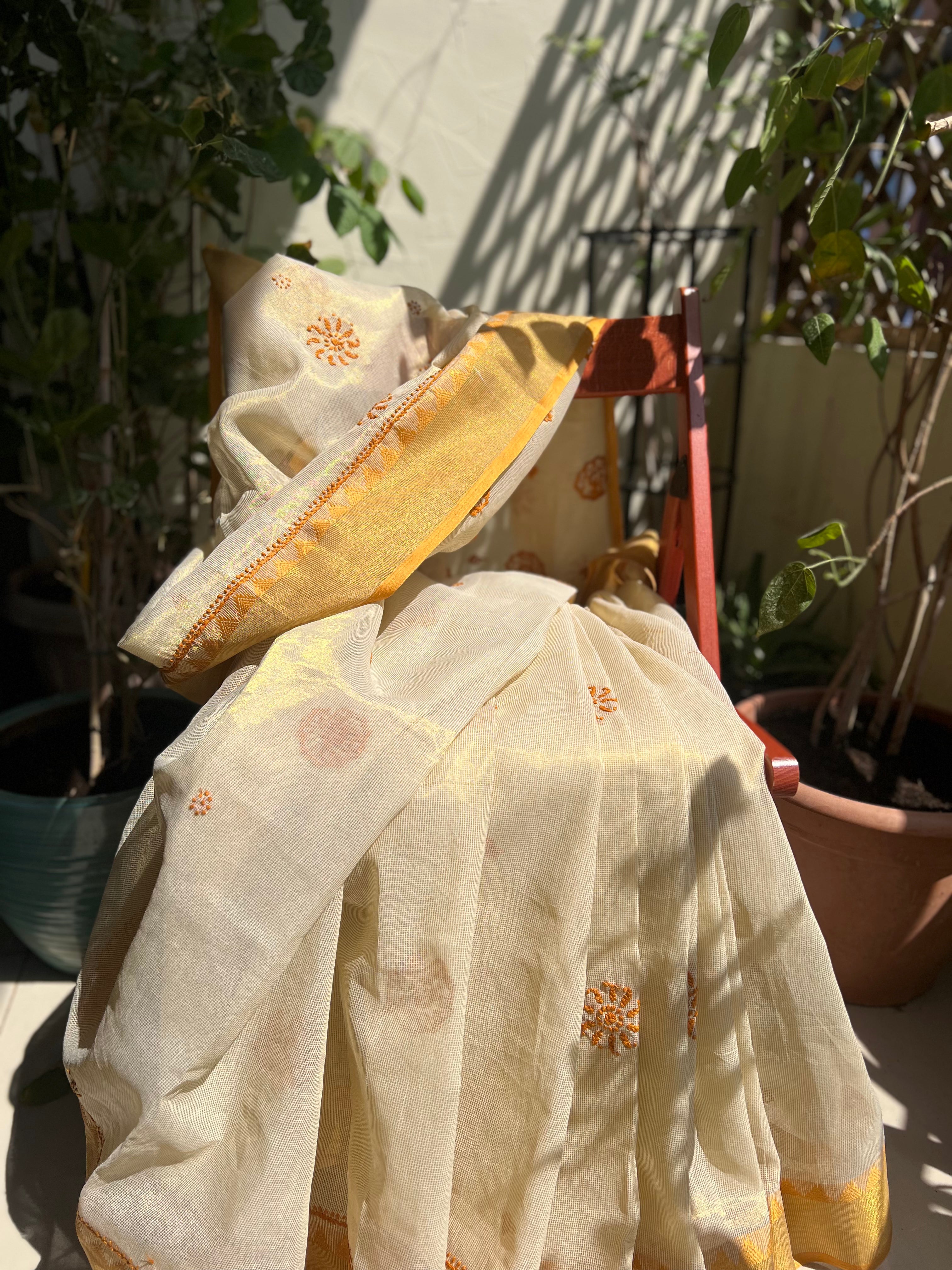 Nalli Silk Embroidered Saree with Blouse Piece