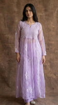 Whisper Organza Chikankari Long Kurti