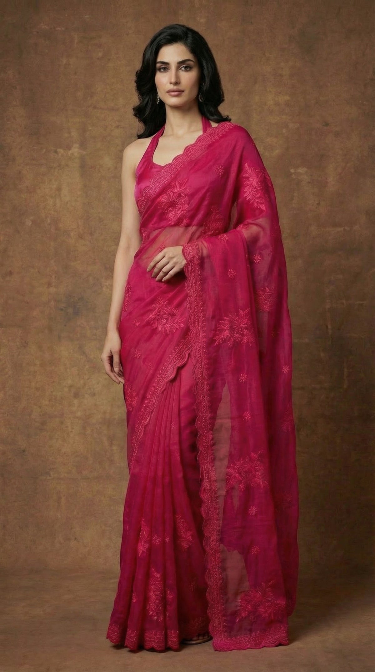 Zehn Chikankari Organza Saree