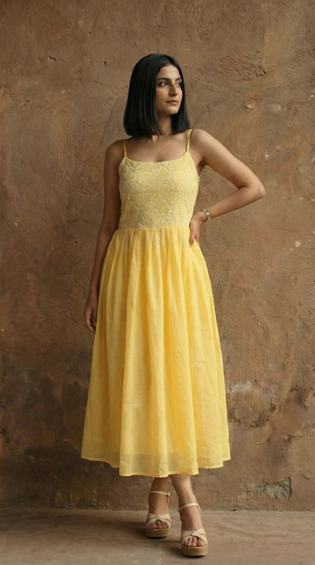 Sunspell Bloom Cotton Fit and Flare Strappy Dress