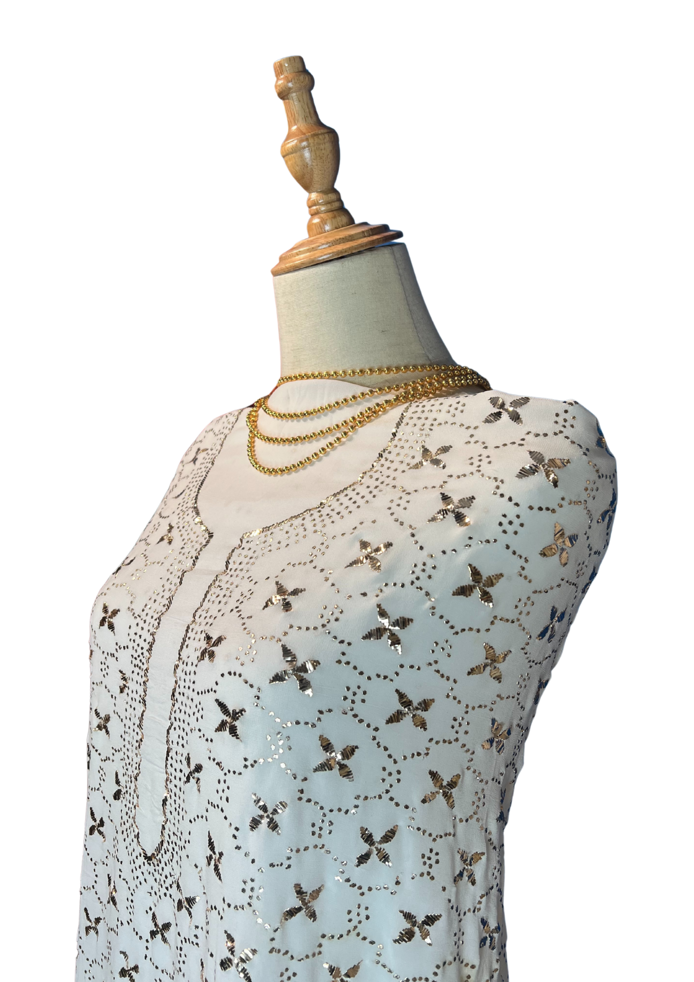 POEM- VISCOSE GEORGETTE- White with Mukaish Embroidery