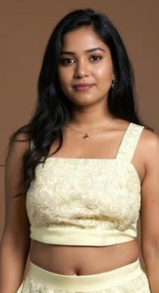 BLOOM-Pure Cotton Dull Yellow Embroidered Broad Strap Blouse