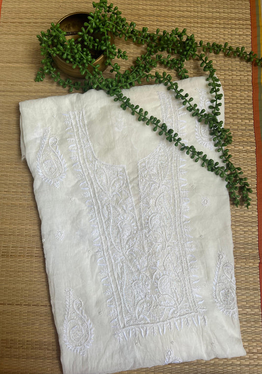 MOONLIGHT- MUL CHANDERI White with Cut dana embroidery