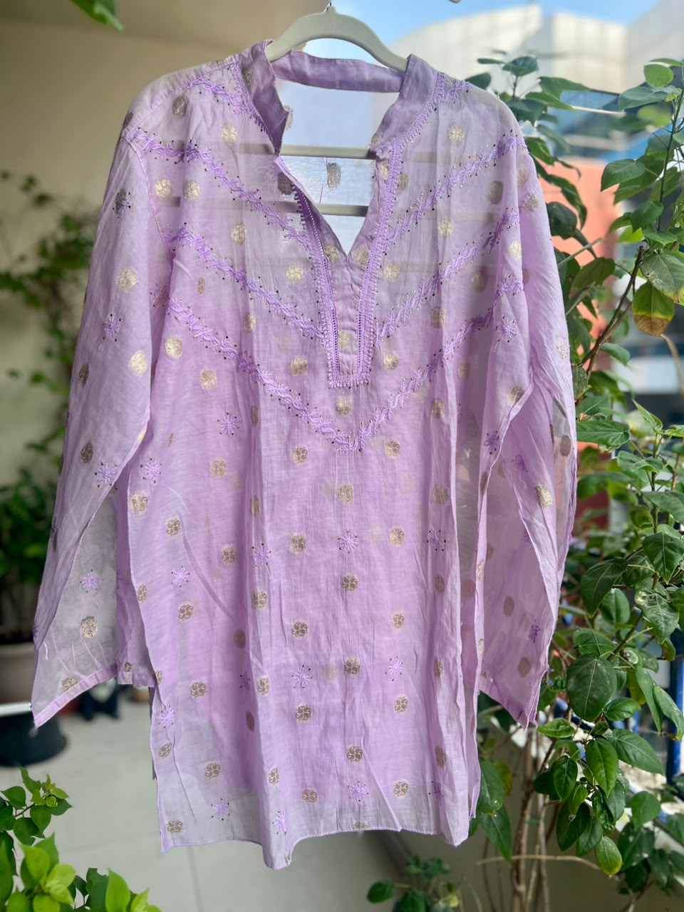Coord Set Mal Mukesh - Gold Foil Booti - Lilac - Women