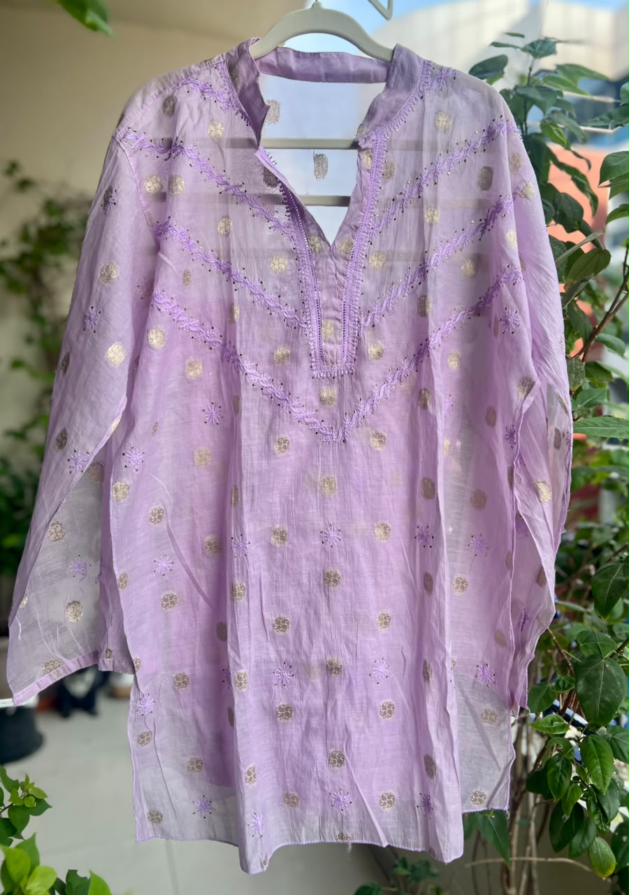 Coord Set Mal Mukesh - Gold Foil Booti - Lilac - Women