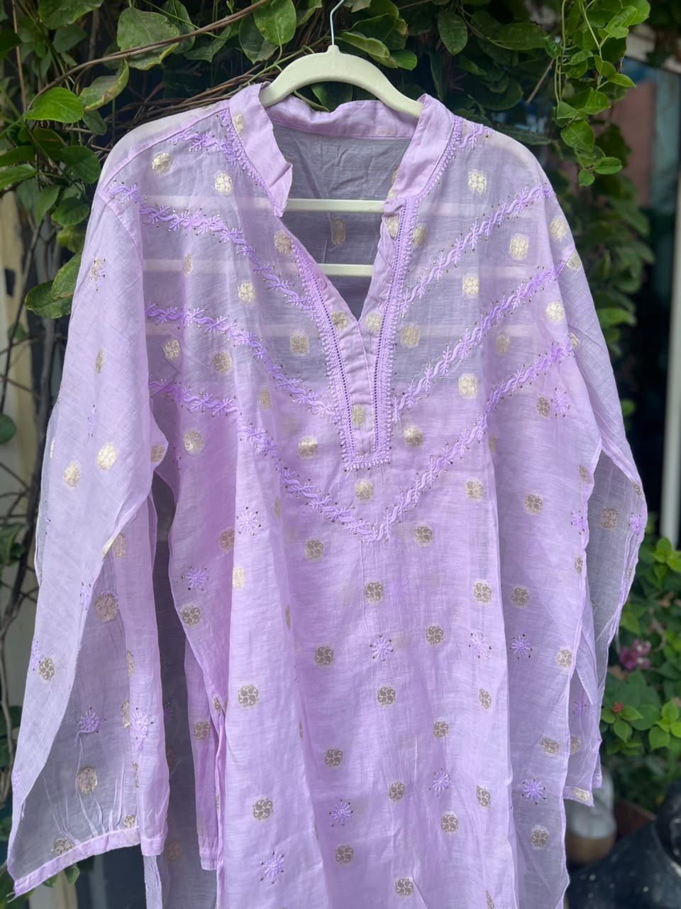 Coord Set Mal Mukesh - Gold Foil Booti - Lilac - Women