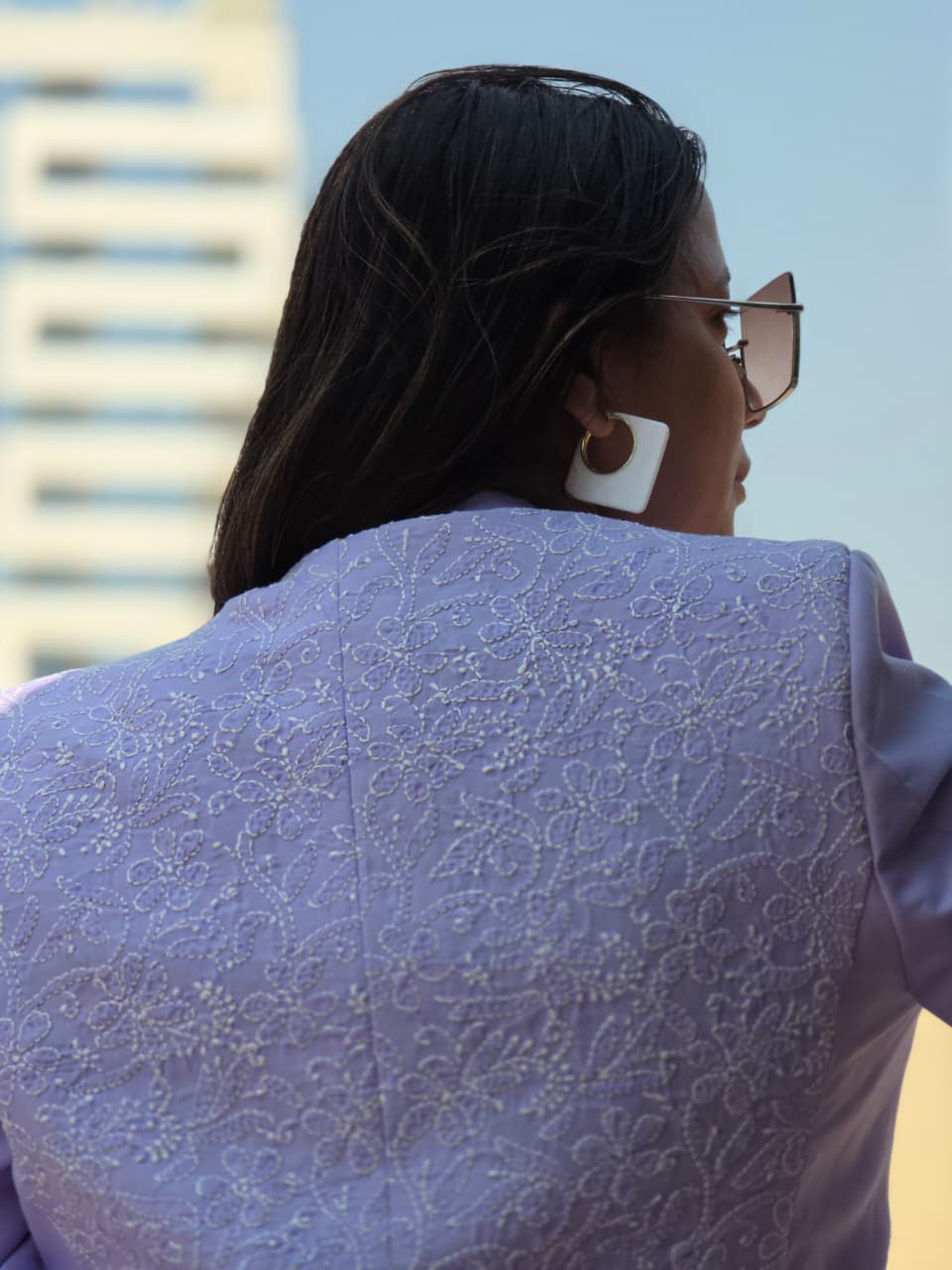 Bloom Chikankari Cotton Oversized Blazer