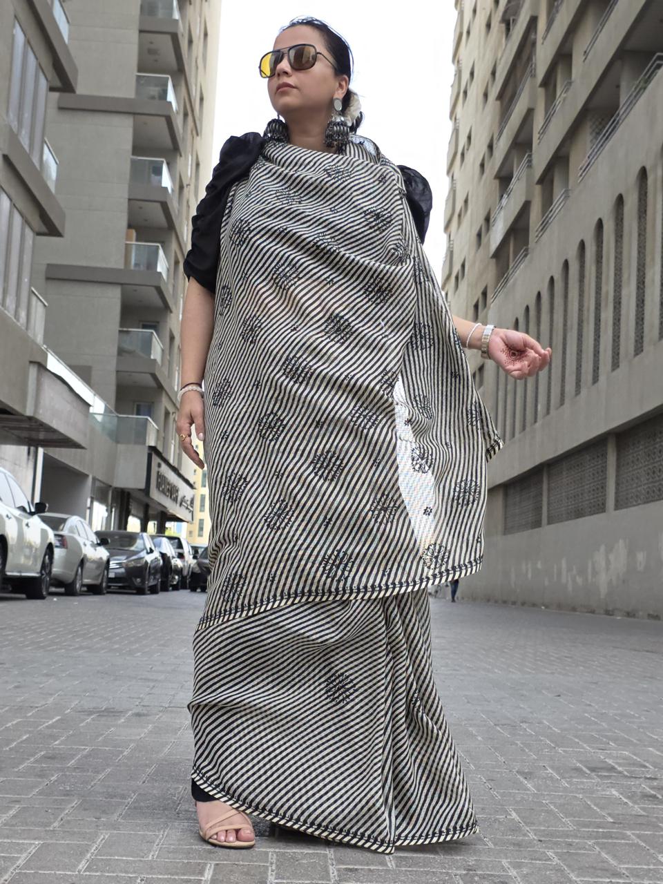 Zehan‑e‑Lehar – Kota Leheriya Saree with Chikankari Motifs