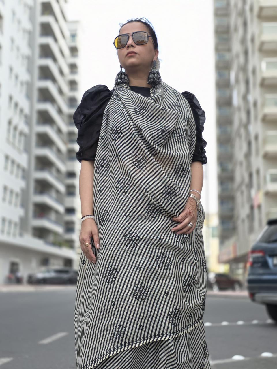 Zehan‑e‑Lehar – Kota Leheriya Saree with Chikankari Motifs