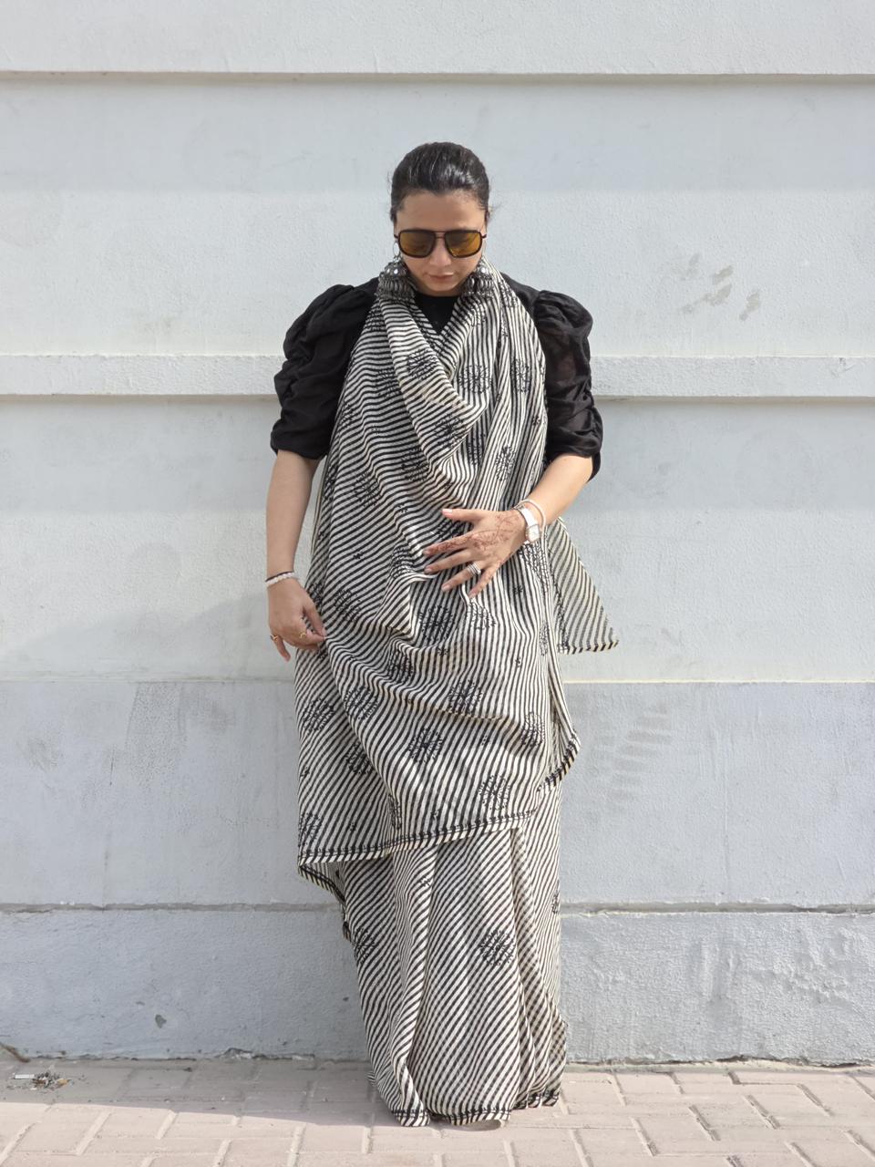 Zehan‑e‑Lehar – Kota Leheriya Saree with Chikankari Motifs
