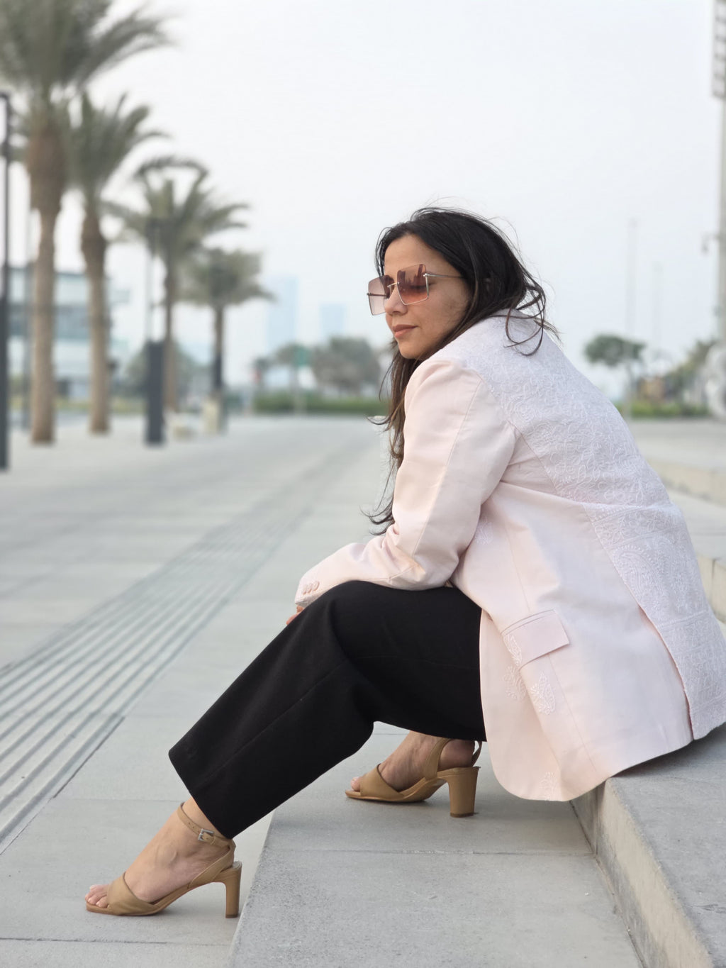 Bloom Chikankari Cotton Oversized Blazer