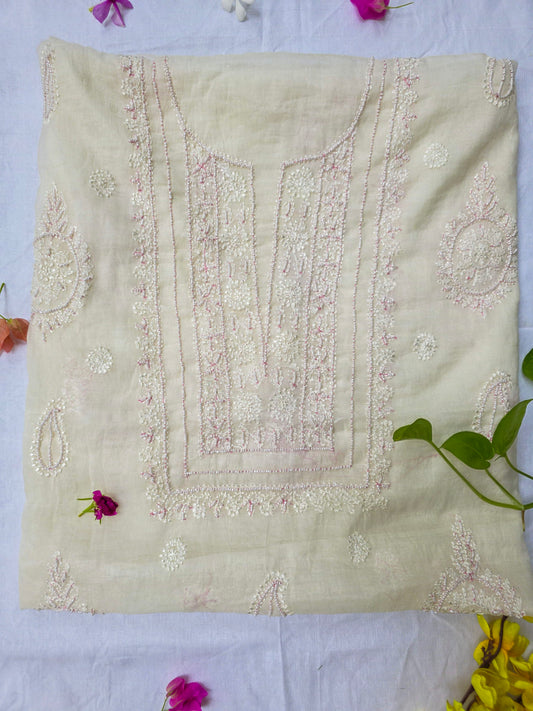 MOONLIGHT- MUL CHANDERI Off White with Colorful Cut Dana